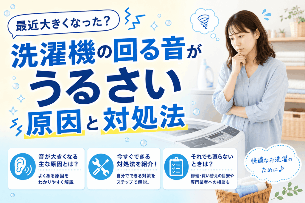 最近大きくなった？洗濯機の回る音がうるさい原因と対処法
