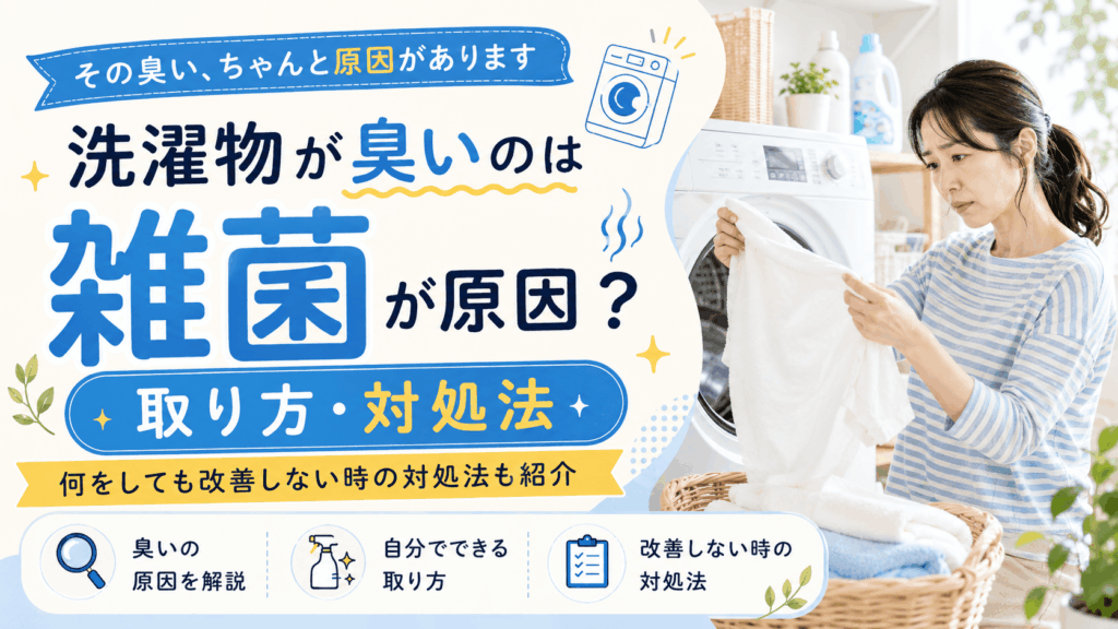 洗濯物が臭いのは雑菌が原因？取り方や何をしても改善しない時の対処法も紹介