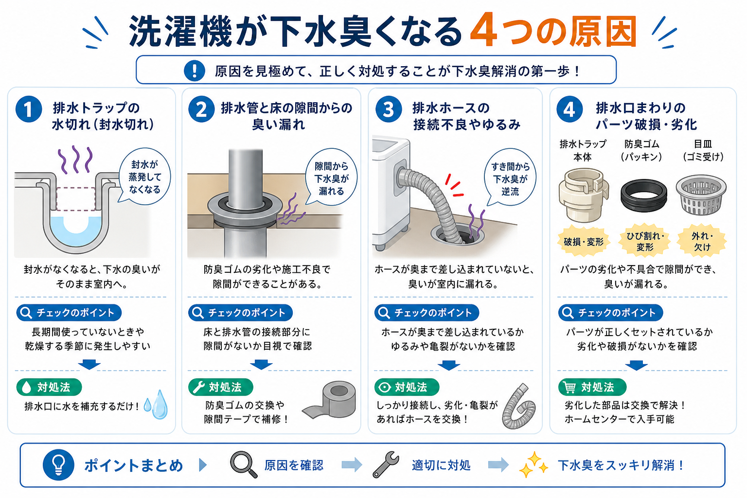 洗濯機が下水臭くなる4つの原因
