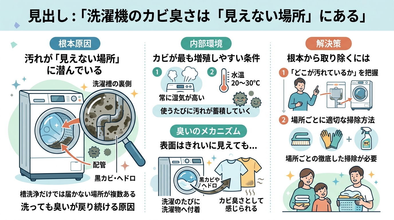 洗濯機のカビ臭さは「見えない場所」にある