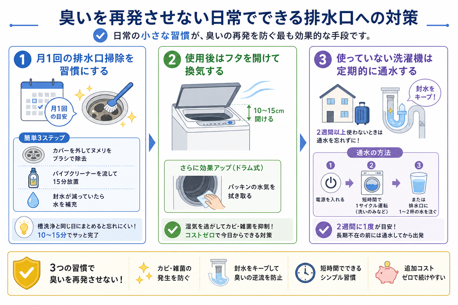 臭いを再発させない日常でできる排水口への対策