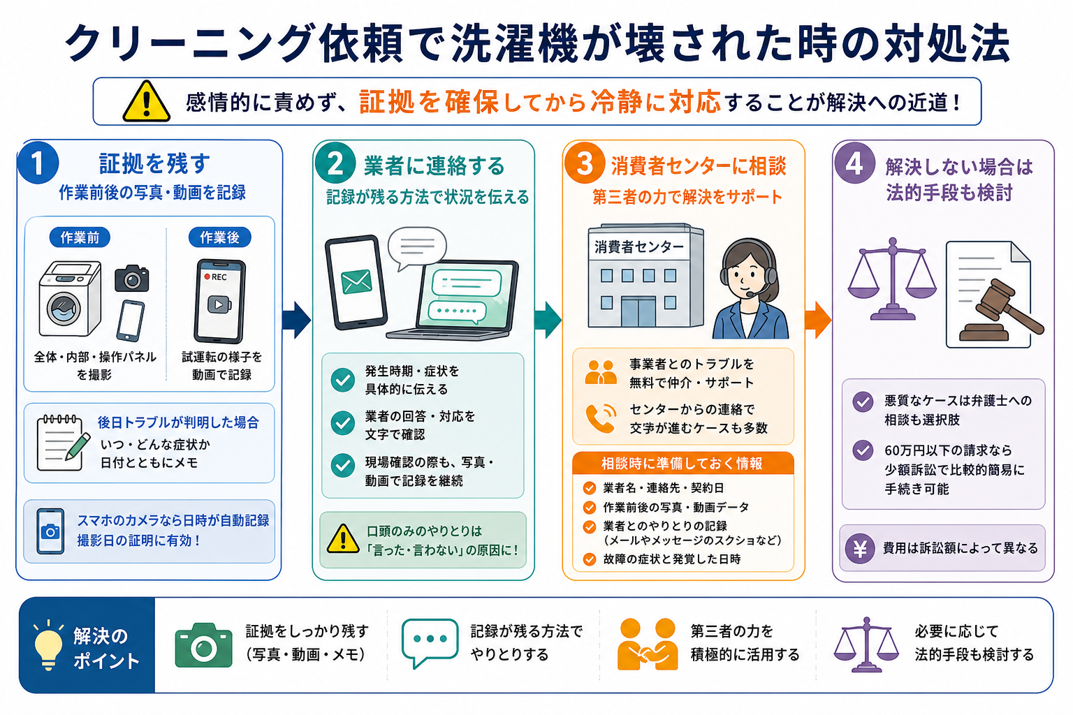 クリーニング依頼で洗濯機が壊された時の対処法
